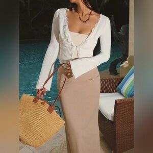 Lace Trim Long Sleeve T-Shirt Commense M CC18